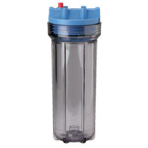 10" Pentek Filter Housing Clear Sump Blue Cap with 1/2" Ports & Pressure Release