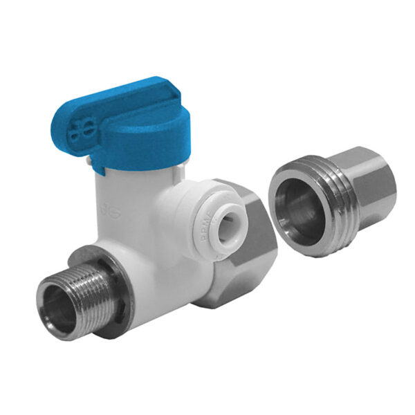 John Guest Angle Stop Adaptor Valve with 1/2" Male Compression x 3/8" Female Compression x 1/2" or 1/4" - Lead Free