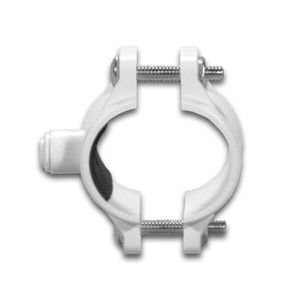 White 1/4" Drain Clamp with Quick-connect Fitting