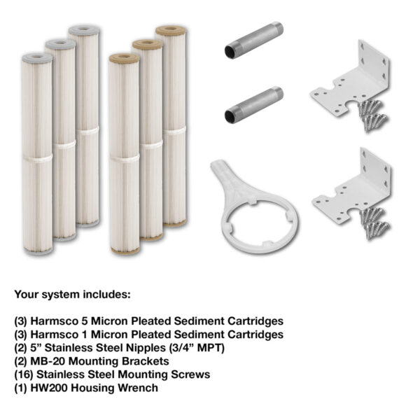 Non-Backwashing Whole House Carbon Water Filter (20" Housings Sediment Pre & Post Filters & 3/4" Ports) - Image 3