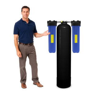 Non-Backwashing Whole House Carbon Water Filter (20" Full-Flow Housings Sediment Pre & Post Filters & 1" Ports)