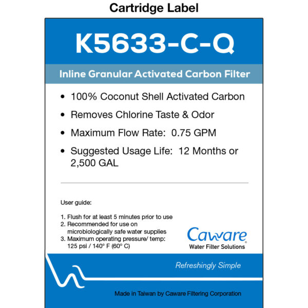 CA Ware Inline Carbon Filter w 1/4" Quick-Connect Fittings - Image 2