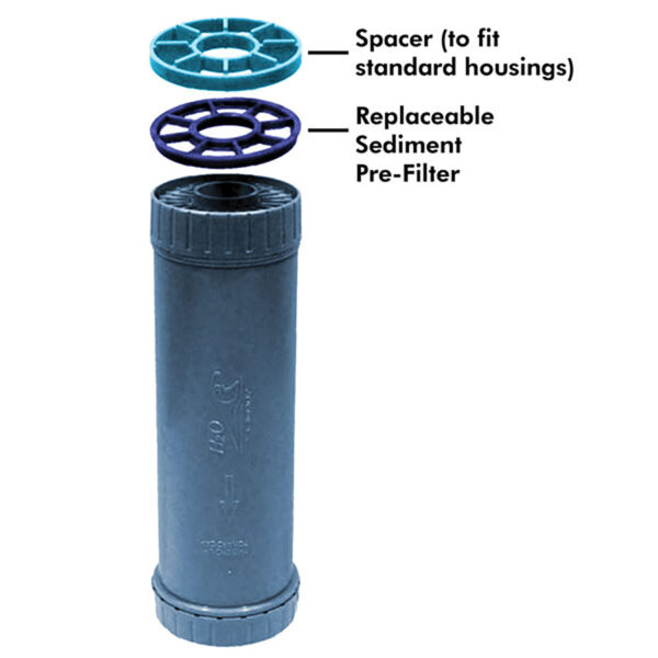 H2O International Coconut Shell GAC Water Filter with KDF55 & Replaceable Sediment Pre-filter