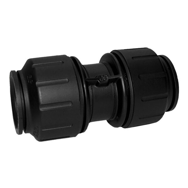 John Guest 1" CTS (OD) Straight Union Connector (Black Polypropylene)