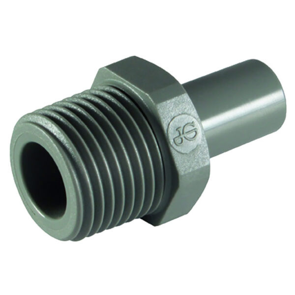 John Guest 3/8" Tube x 1/4" NPTF Stem Adaptor (Acetal)
