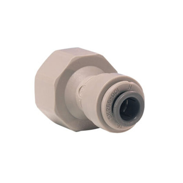 John Guest Female Adaptors, 1/2" BSP Thread 3/8" QC, Flat End