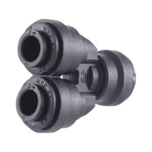 John Guest 1/4″ Y-Fitting, 2 Way Divider (Black Polypropylene)