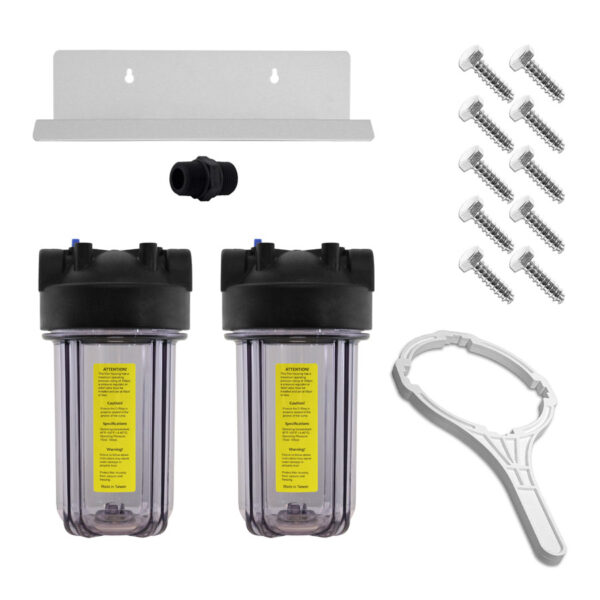 Dual Full Flow/BB Sediment Filter Housing Kit (10" x 4-1/2" Clear)