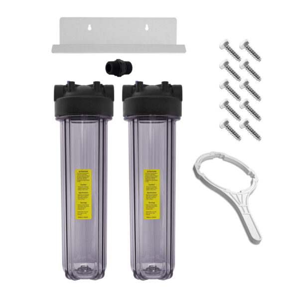 Clear Sediment Filter Housing, Dual 20" x 4-1/2" Full Flow/BB