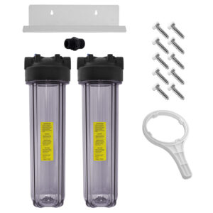 Clear Sediment Filter Housing, Dual 20" x 4-1/2" Full Flow/BB