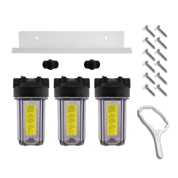 Triple Full Flow/BB Sediment Filter Housing Kit (10" x 4-1/2" Clear)