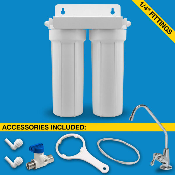 Dual Stage Under-sink Filter System with Faucet (H2O UCF-02-JG)-cartirdge sold separately