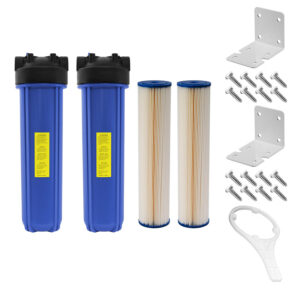 UV Light Sterilizer 1" Ports System: Dual 20" x 4-1/2" Black 5 Micron Sediment Filter Kit