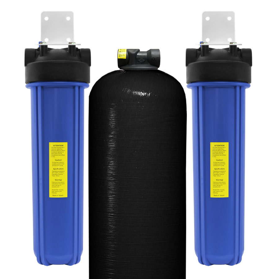 Non-Backwashing Whole House Carbon Water Filter (20" Full-Flow Housings Sediment Pre & Post Filters & 1" Ports) - Image 4