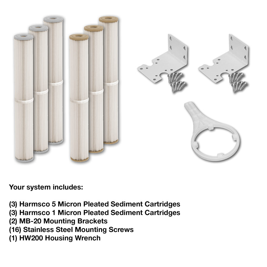 Non-Backwashing Whole House Carbon Water Filter (20" Housings Sediment Pre & Post Filters & 3/4" Ports) - Image 3
